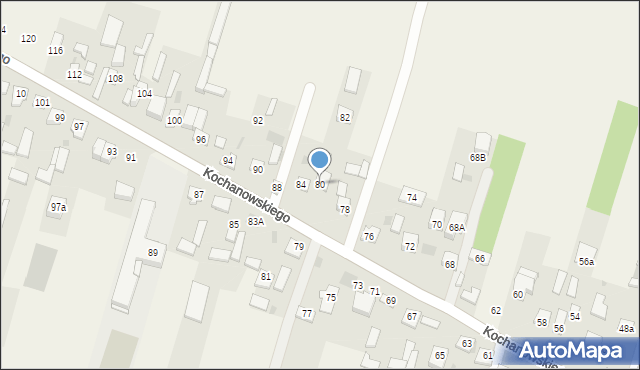 Łomna, Kochanowskiego Jana, 80, mapa Łomna