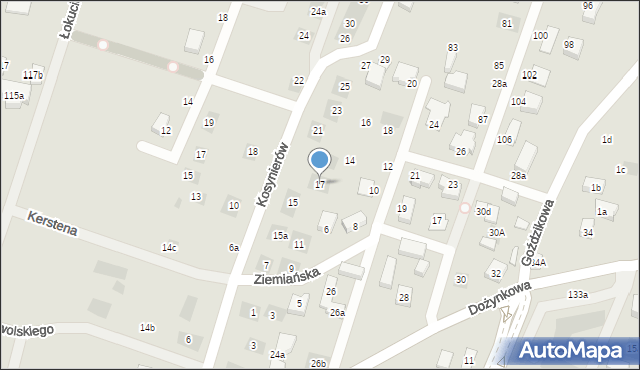 Lublin, Kosynierów, 17, mapa Lublina