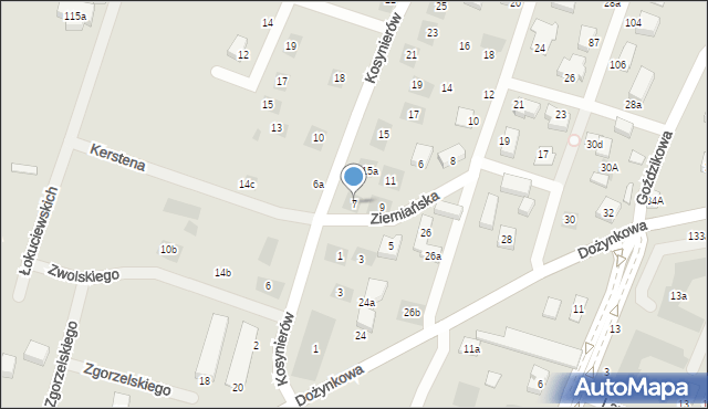 Lublin, Kosynierów, 7, mapa Lublina