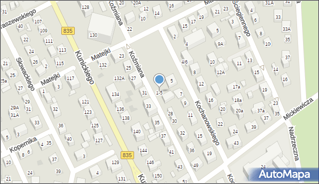 Lublin, Kochanowskiego Jana, 1-5, mapa Lublina