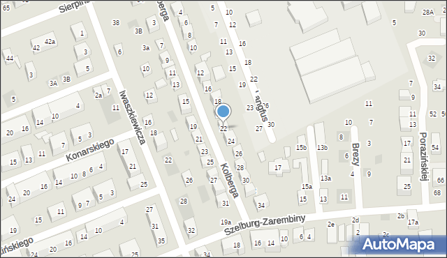 Lublin, Kolberga Oskara, 22, mapa Lublina