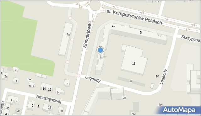 Lublin, Koncertowa, 9, mapa Lublina