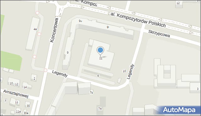 Lublin, Koncertowa, 11, mapa Lublina