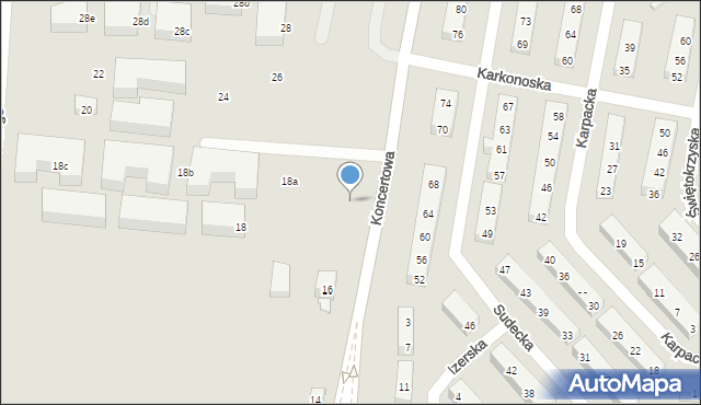 Lublin, Koncertowa, 18, mapa Lublina