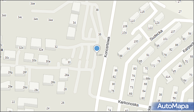 Lublin, Koncertowa, 32, mapa Lublina