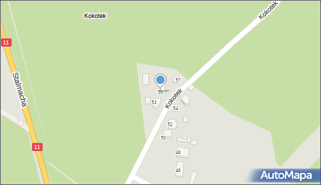 Lubliniec, Kokotek, 55, mapa Lubliniec