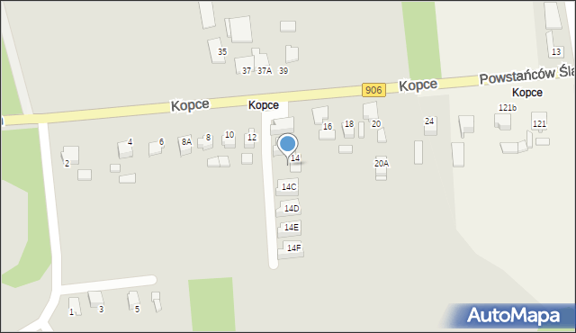 Lubliniec, Kopce, 14B, mapa Lubliniec