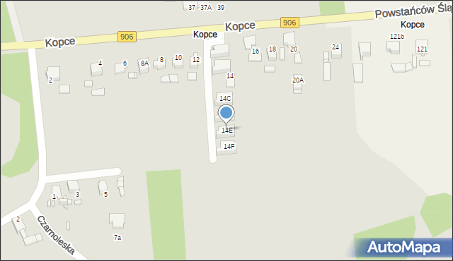 Lubliniec, Kopce, 14E, mapa Lubliniec