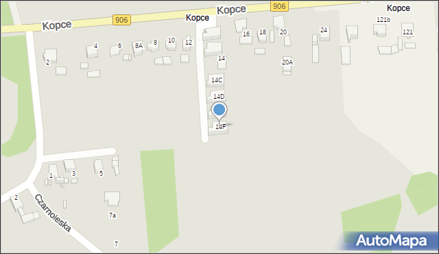 Lubliniec, Kopce, 14F, mapa Lubliniec