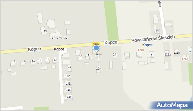 Lubliniec, Kopce, 20, mapa Lubliniec