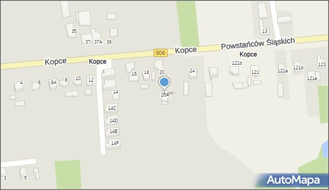 Lubliniec, Kopce, 20A, mapa Lubliniec
