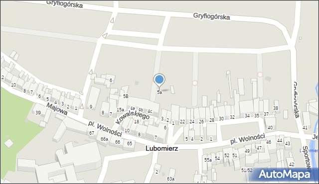 Lubomierz, Kowalskiego Wacława, 5a, mapa Lubomierz