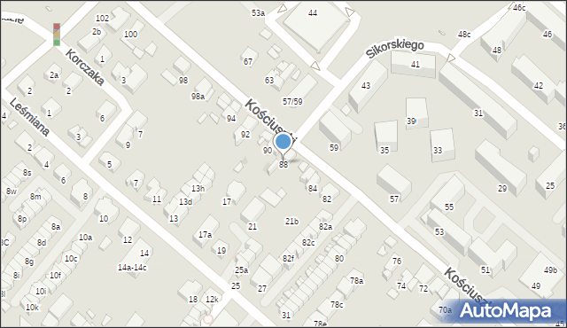 Luboń, Kościuszki Tadeusza, gen., 88, mapa Luboń