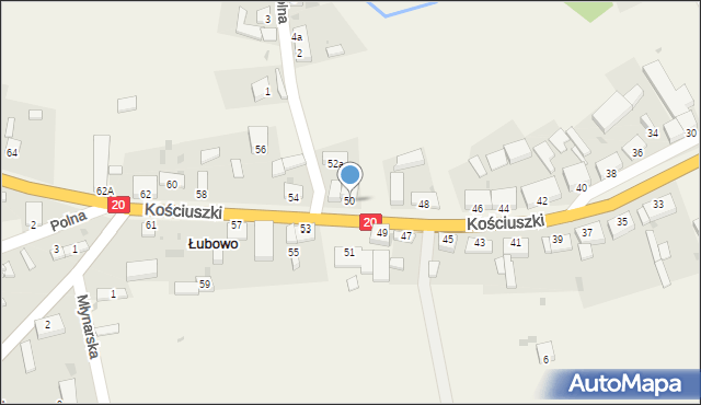 Łubowo, Kościuszki Tadeusza, gen., 50, mapa Łubowo
