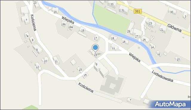 Ludwikowice Kłodzkie, Kościelna, 13, mapa Ludwikowice Kłodzkie