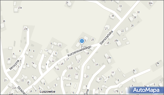 Luszowice, Korzeniowskiego Józefa Konrada, 21, mapa Luszowice