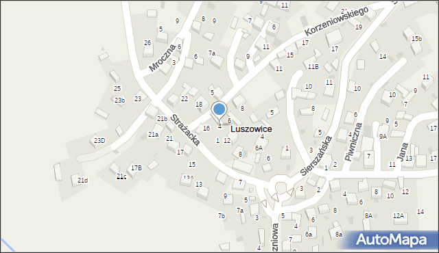 Luszowice, Korzeniowskiego Józefa Konrada, 4, mapa Luszowice
