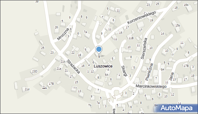 Luszowice, Korzeniowskiego Józefa Konrada, 8, mapa Luszowice