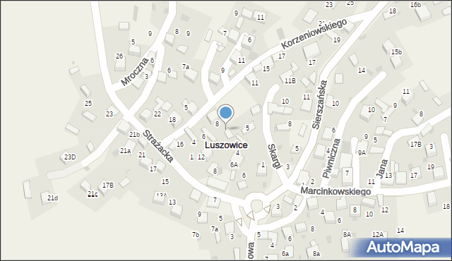 Luszowice, Korzeniowskiego Józefa Konrada, 8A, mapa Luszowice