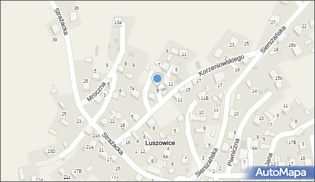 Luszowice, Korzeniowskiego Józefa Konrada, 9, mapa Luszowice