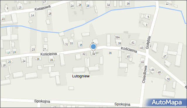 Lutogniew, Kościelna, 34, mapa Lutogniew