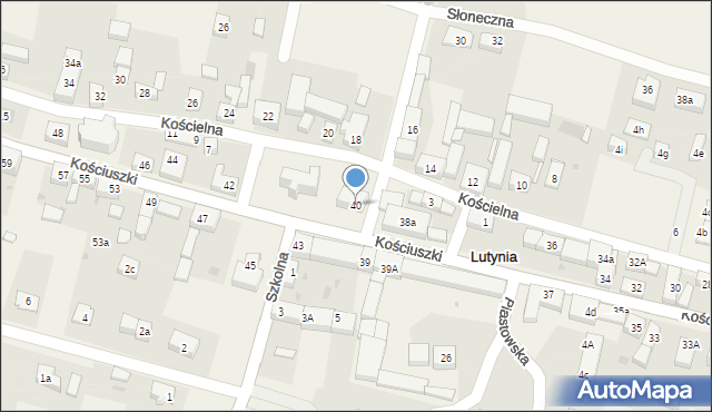 Lutynia, Kościuszki Tadeusza, gen., 40, mapa Lutynia
