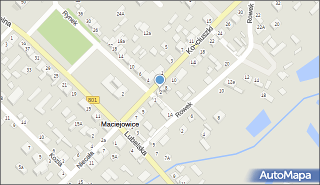 Maciejowice, Kościuszki Tadeusza, gen., 2, mapa Maciejowice