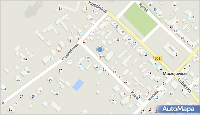Maciejowice, Kozia, 18, mapa Maciejowice