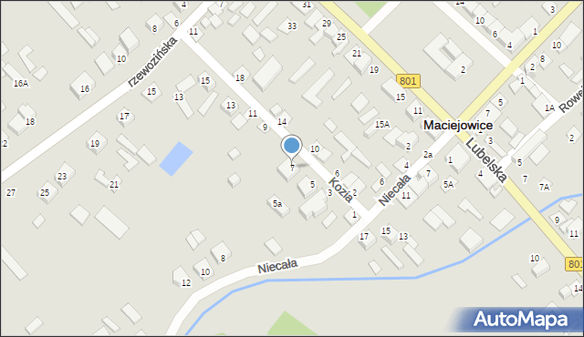 Maciejowice, Kozia, 7, mapa Maciejowice