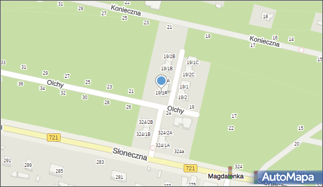 Magdalenka, Konieczna, 19/1A, mapa Magdalenka