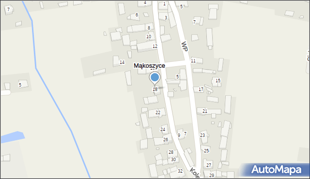 Mąkoszyce, Kolejowa, 18, mapa Mąkoszyce