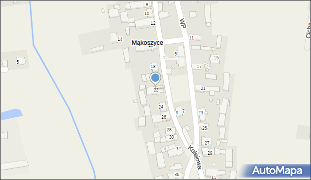 Mąkoszyce, Kolejowa, 22, mapa Mąkoszyce