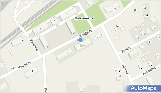 Małaszewicze, Kolejarzy, 10, mapa Małaszewicze