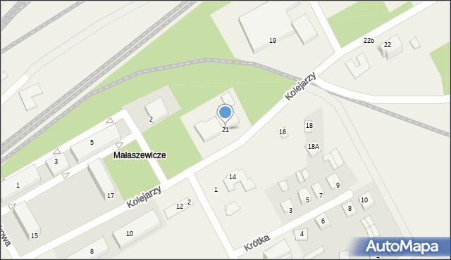 Małaszewicze, Kolejarzy, 21, mapa Małaszewicze