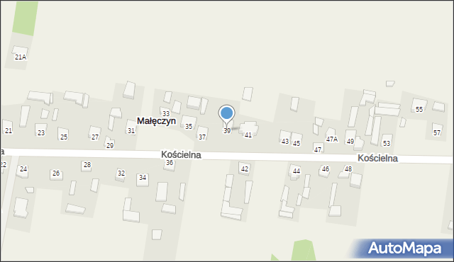 Małęczyn, Kościelna, 39, mapa Małęczyn