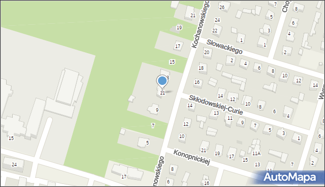 Małkinia Górna, Kochanowskiego Jana, 11, mapa Małkinia Górna