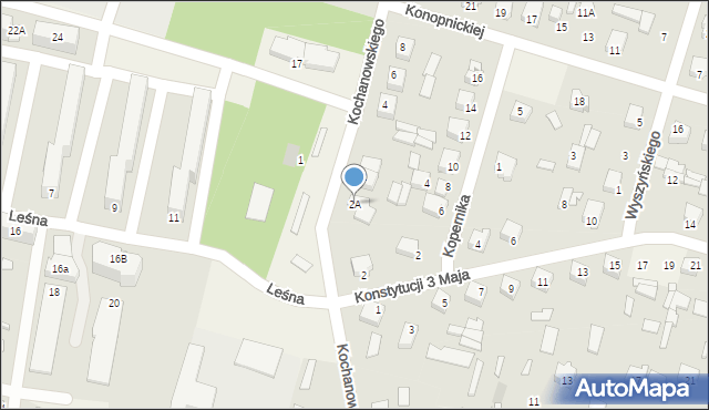 Małkinia Górna, Kochanowskiego Jana, 2A, mapa Małkinia Górna