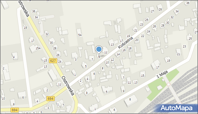 Małkinia Górna, Kościelna, 9, mapa Małkinia Górna