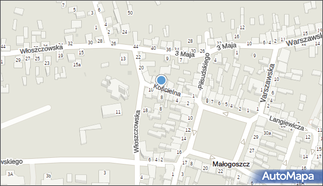 Małogoszcz, Kościelna, 8a, mapa Małogoszcz