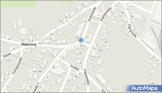 Małomice, Kościuszki Tadeusza, gen., 4, mapa Małomice