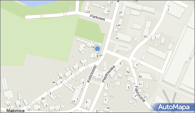 Małomice, Kościuszki Tadeusza, gen., 9, mapa Małomice