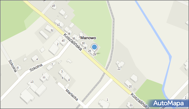 Manowo, Koszalińska, 24, mapa Manowo