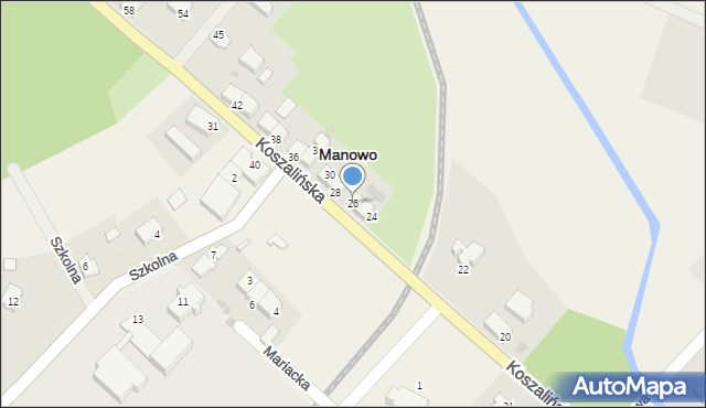 Manowo, Koszalińska, 26, mapa Manowo