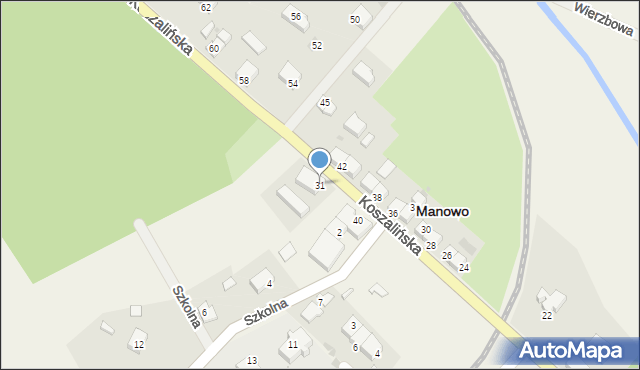 Manowo, Koszalińska, 31, mapa Manowo