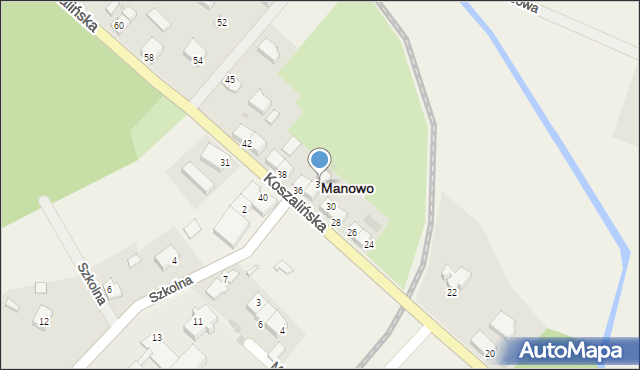 Manowo, Koszalińska, 32, mapa Manowo