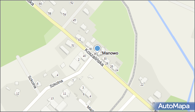 Manowo, Koszalińska, 34, mapa Manowo