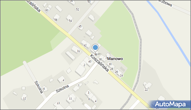 Manowo, Koszalińska, 38, mapa Manowo