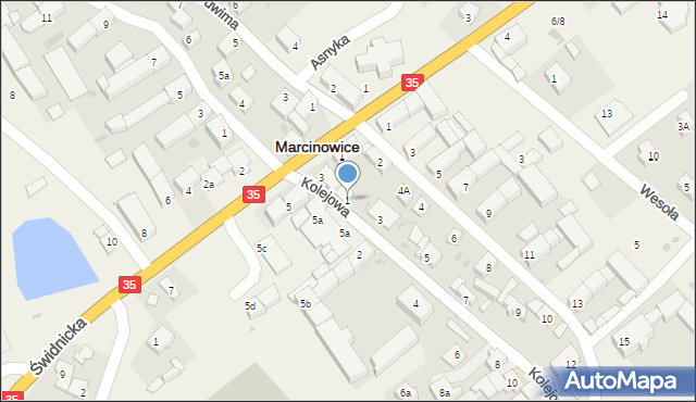 Marcinowice, Kolejowa, 1, mapa Marcinowice