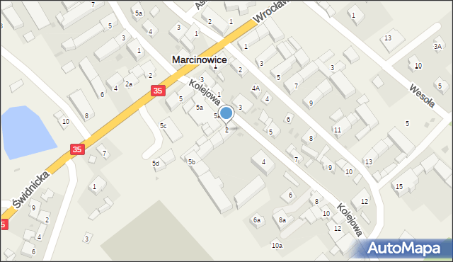 Marcinowice, Kolejowa, 2, mapa Marcinowice