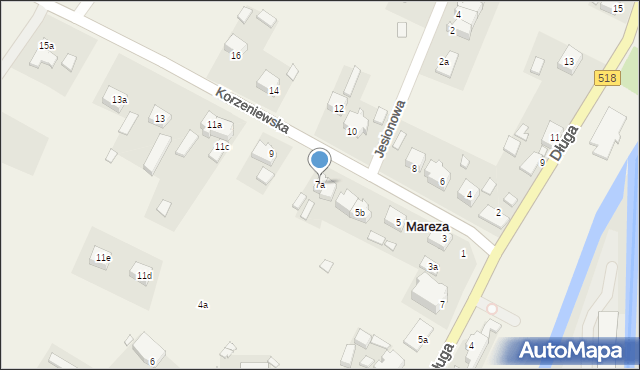 Mareza, Korzeniewska, 7a, mapa Mareza